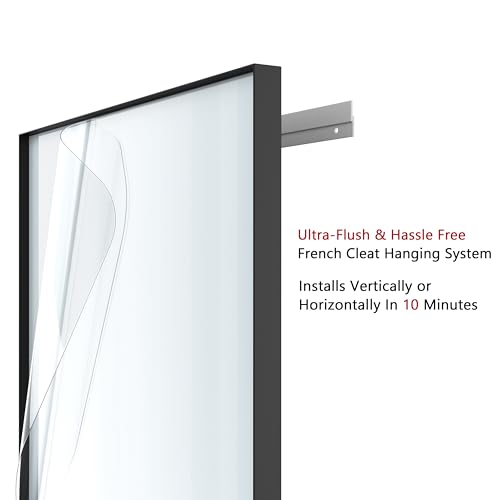 Black Metal Framed Bathroom Mirror for Wall, 30 x 36 Inch Square Corner Rectangle Matte Black Bathroom Vanity Mirror Farmhouse, 1/4-inch Shatterproof Glass | Ultra-Flush Hanging