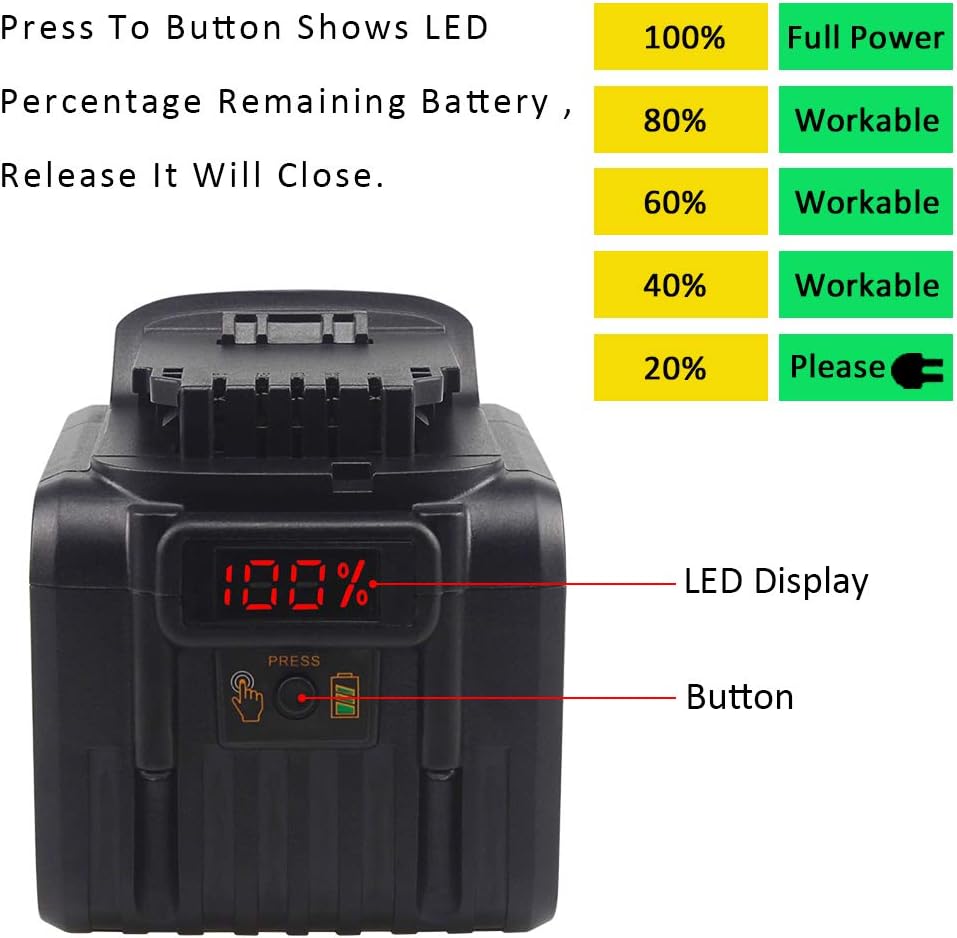 Waitley 20V MAX 9.0Ah Lithium Ion Battery Compatible with DEWALT DCB200 DCB204 DCB205 DCB206 DCB209 DCD/DCF/DCG Series Tools with LED Indicator Pack of 2