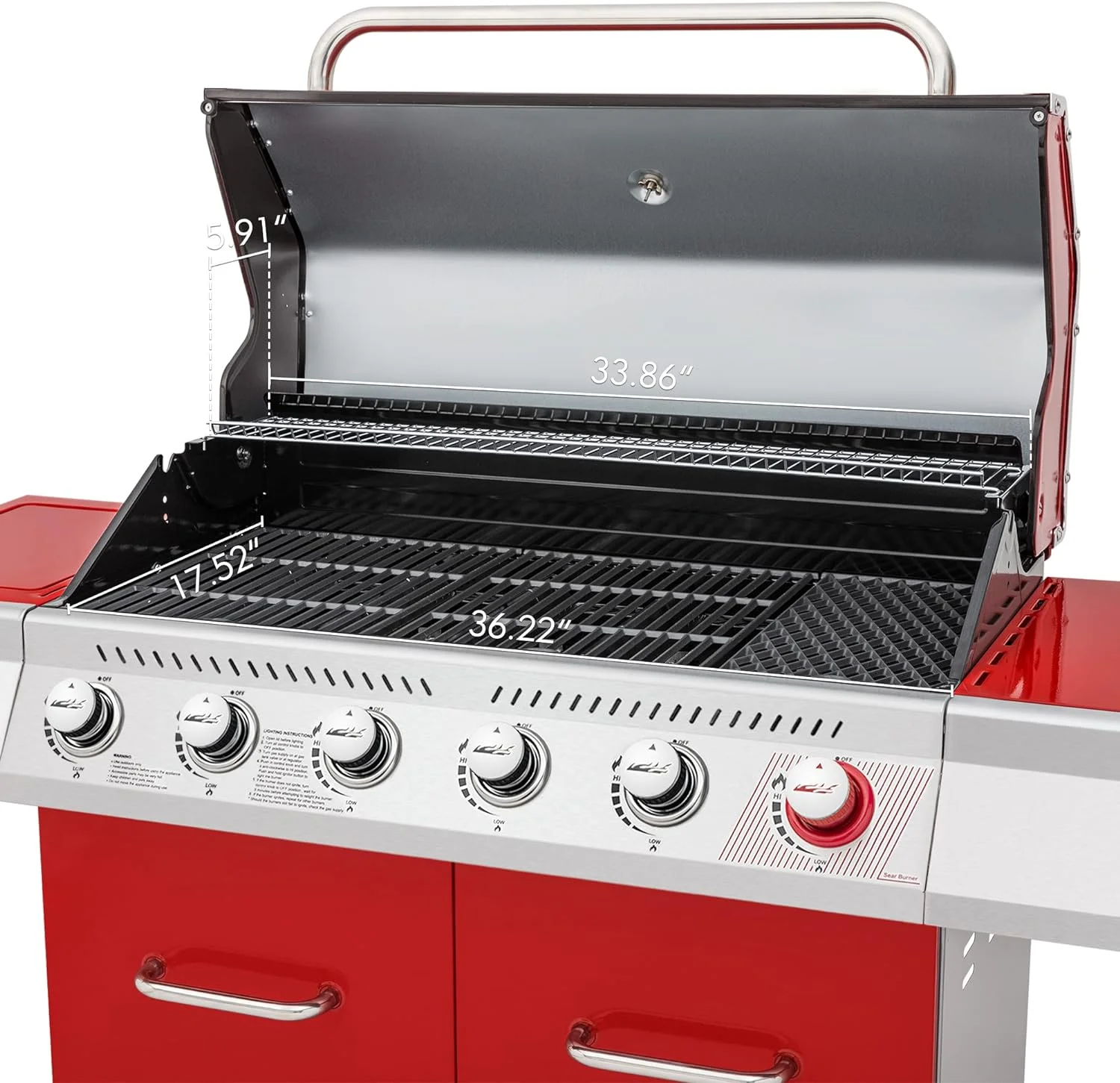 Royal Gourmet GA6402R 6-Burner BBQ Gas Grill with Sear Burner and Side Burner