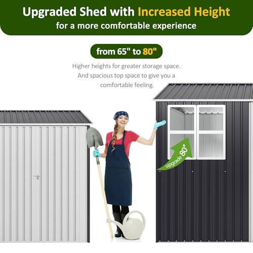 10x10 FT Outdoor Storage Shed, Metal Garden Tool Shed with Updated Frame Structure, Lockable Doors and Windows, Ideal for Backyard Garden Patio Lawn, Grey