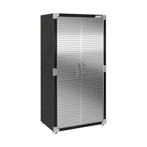Seville Classics UltraHD Solid Steel Lockable Metal Storage Cabinet Locker Organizer, w/Adjustable Shelves for Garage, Warehouse, Office, Classroom, Granite, 48" W x 24" D x 72" H