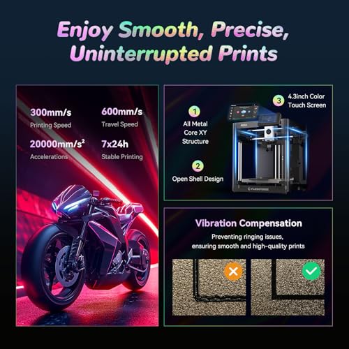 FLASHFORGE Adventurer 5M 3D Printer,600mm/s Max High-Speed FDM 3D Printers with Fully Auto Leveling, 280°C Direct Extruder with Quick Detachable Nozzle, Effective Cooling, Core XY Structure