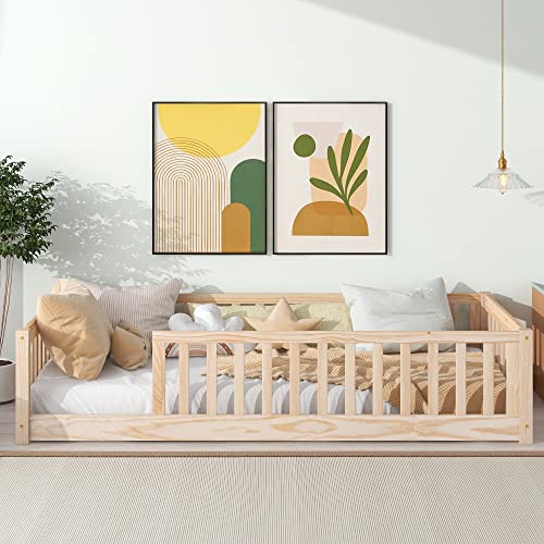Bellemave Twin Montessori Bed, Floor Bed, Floor Bed Frame, Floor Bed for Kids, Wooden Kids Floor Bed(Natural).