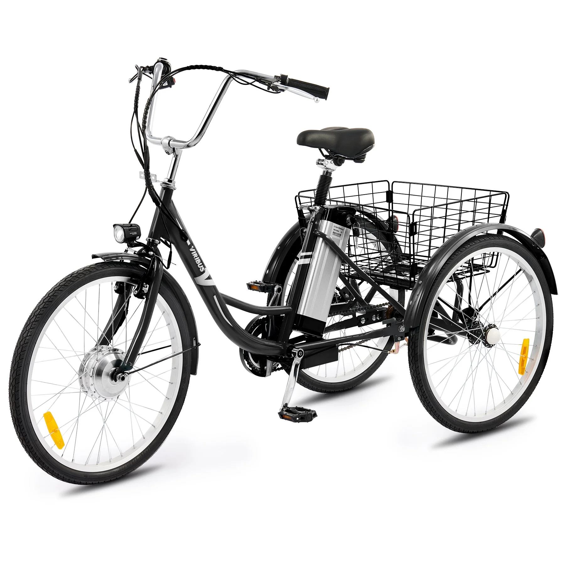 26" Electric Tricycle for Adults 3 Wheel Electric Bike 250W Electric Trike Black