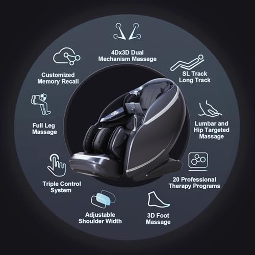 2024 A688 Heaven Duet Massage Chair-4D & 3D Dual-Mechanism Zero Gravity Recliner with Yoga Stretch and Electric Automatic Footrest Extension-Full Body Relaxation (Black)