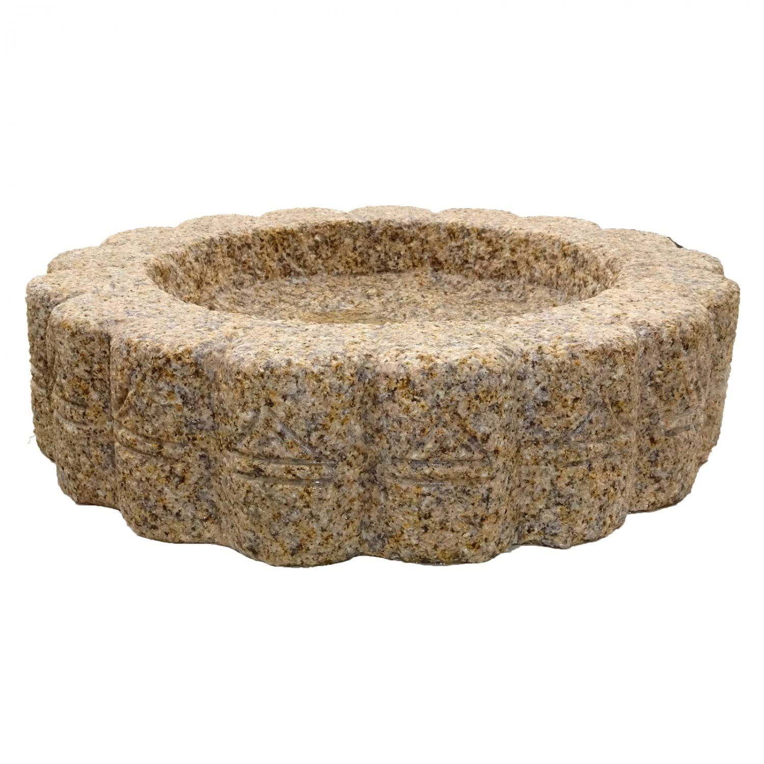 Granite Bird Bath Garden Outdoor Decor Hand Carved Stone Statuary Bir