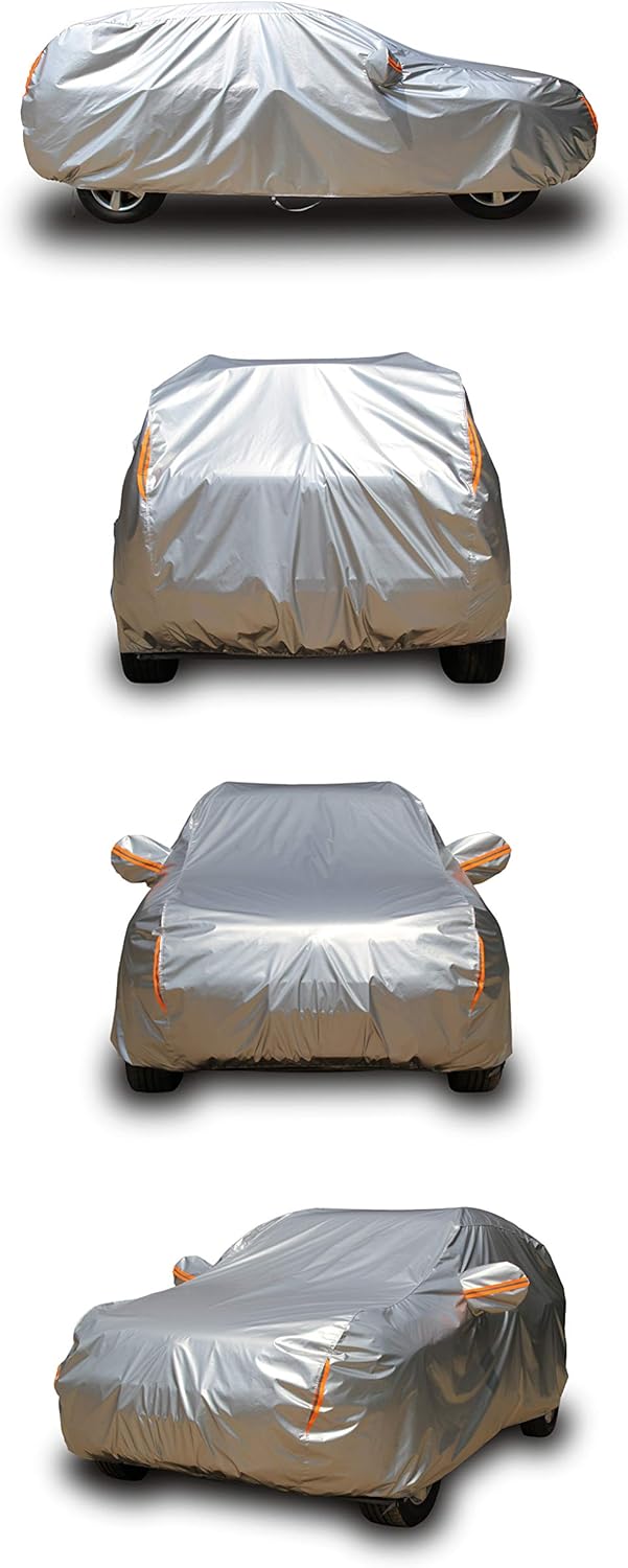 Tecoom Super Heavy Duty Multiple Layers Car Cover All Weather Waterproof Windproof Snow Sun Rain Protective with Buckles & Belt,Without Mirror Pockets Fit 150-178 Length Coupe/Convertible/Sport Car