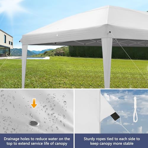 10x20 White Pop Up Canopy Tent Heavy Duty with 6 sidewalls Commercial Outdoor Party Tent Event Wedding Tents Instant Canopy Gazebo with Carry Bag UPF 50+ Waterproof Adjustable Height
