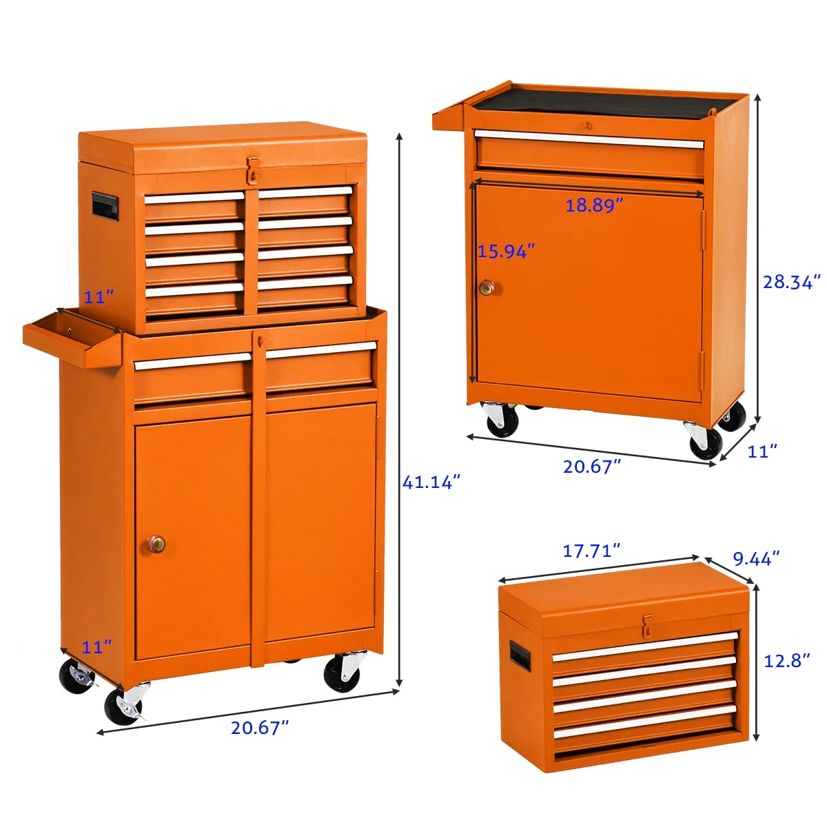 5-Drawer Big Rolling Tool Chest,Tool Storage Cabinet with Lockable Drawers, Mobile Steel Toolbox for Workshop and Mechanics Garage (Orange)