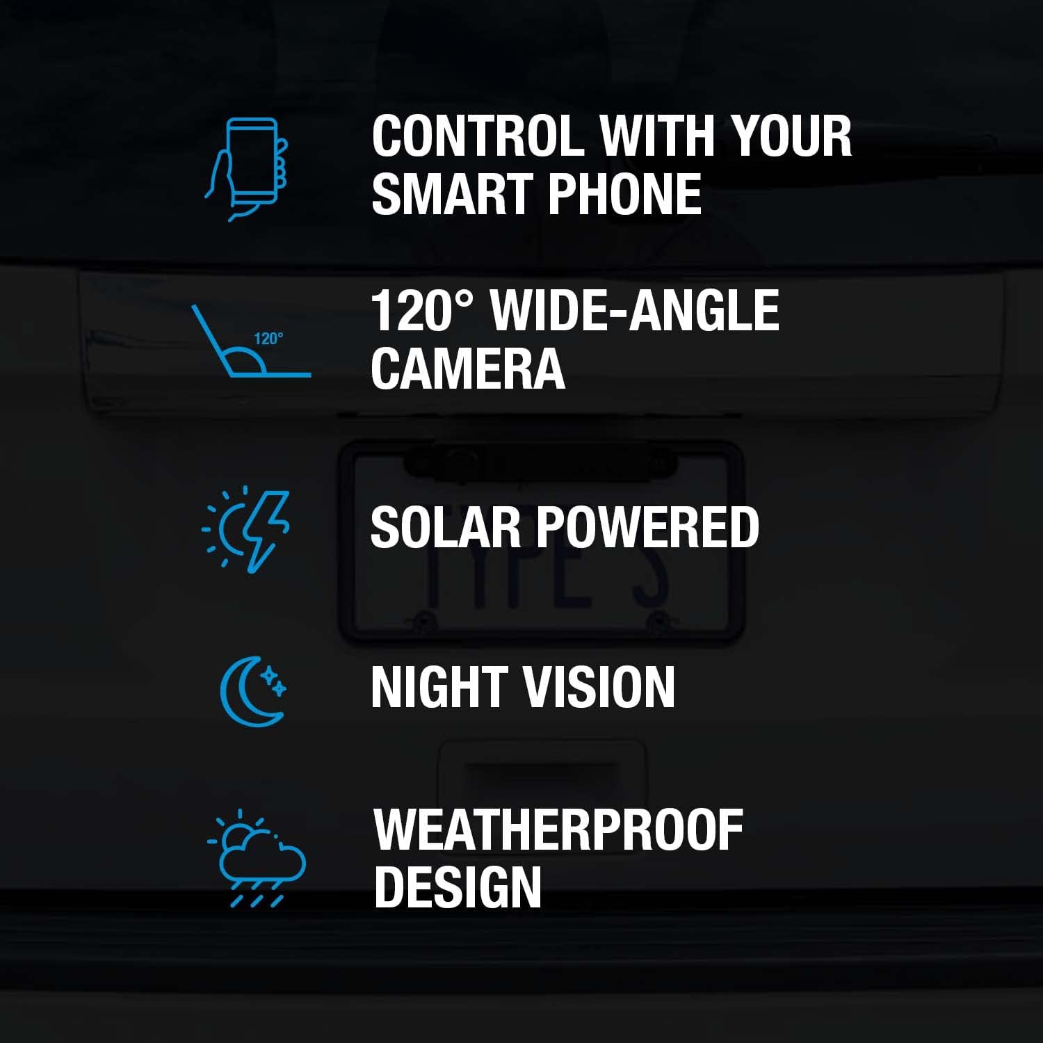 Type S Solar Powered Smart 1080p HD Backup Camera