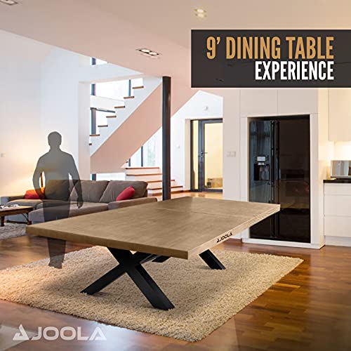JOOLA Outdoor Table Tennis Table - Multi Use Conference Table Dining Table - Concrete Wood Look Includes Steel Outdoor Ping Pong Net Set & Frame - Hybrid Indoor Outdoor Ping Pong Table