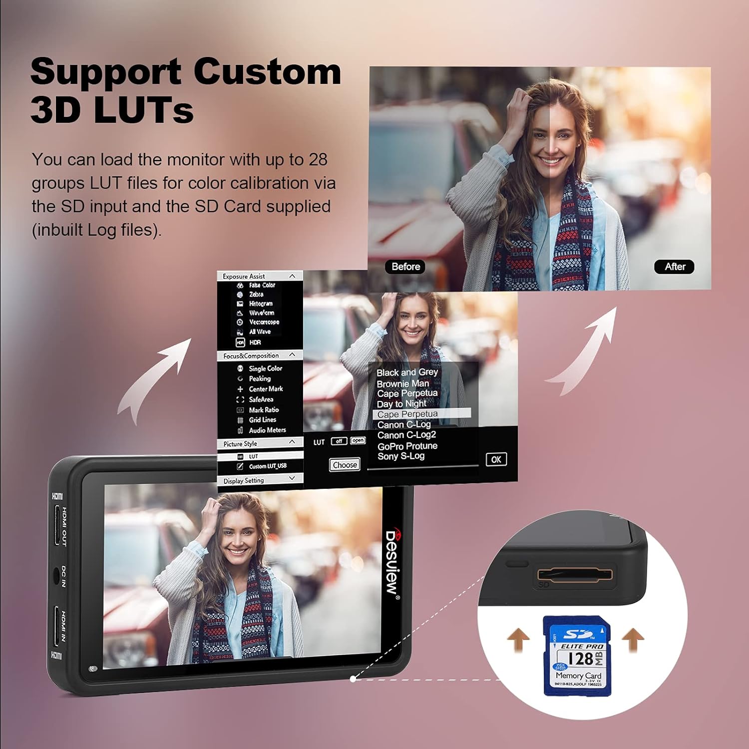 Desview R5 Camera Field Monitor, 5.5 inch Touch Screen Camera Monitor 1920x1080 IPS with HDR/3D-Luts Support 4K Input/Output for DSLR Camera