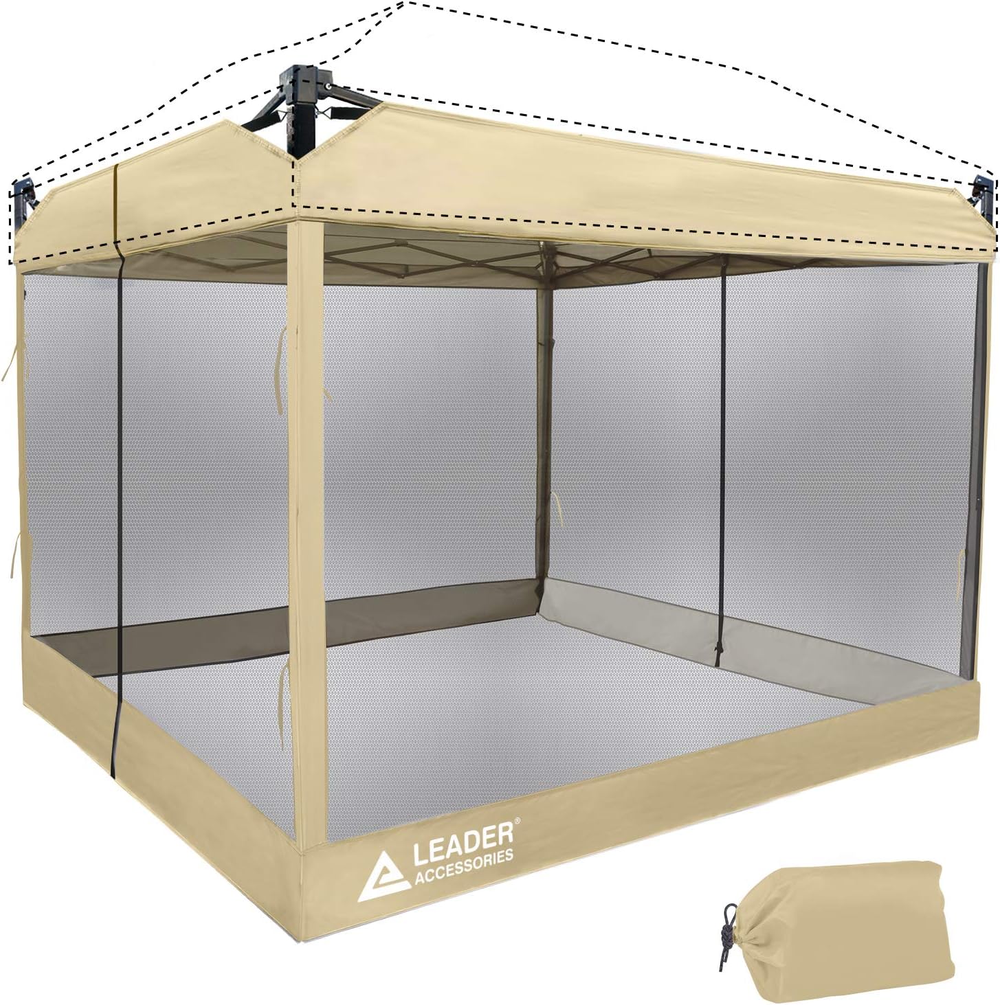 Leader Accessories Mesh Screen Zippered Wall Panels for 10' x 10' Canopy (Tent Walls Only, Frame and Top Not Included) (Grey mesh Wall) Pack of 2