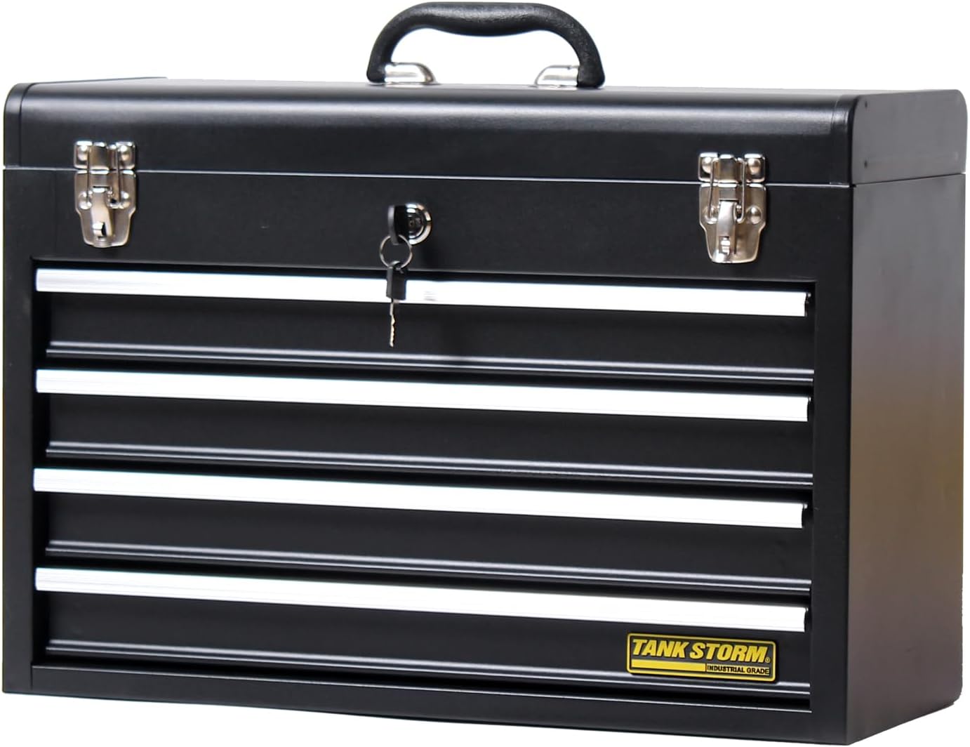 Portable Steel Tool Chest with Drawers,20.6" 4-Drawer Box Storage Organizer Cabinet Metal Toolbox with Ball Bearing Slides, Black(X4)