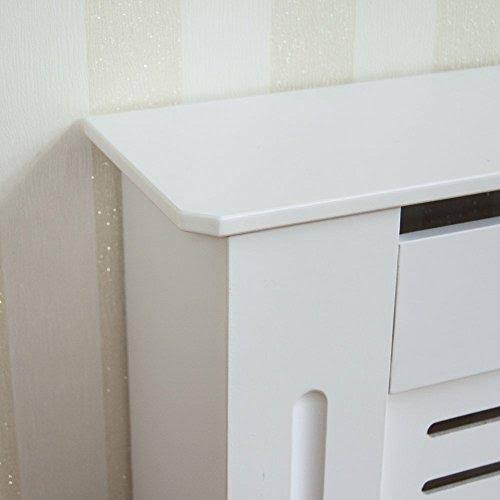 Home Discount Milton Radiator Cover White Modern Painted MDF Cabinet, Medium