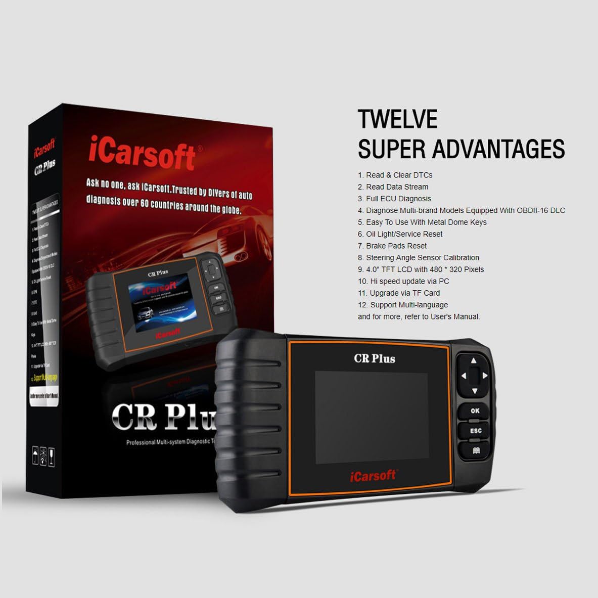 iCarsoft CR Plus NEW VERSION professional universal OBD2 diagnostic scanner for multi brand vehicles