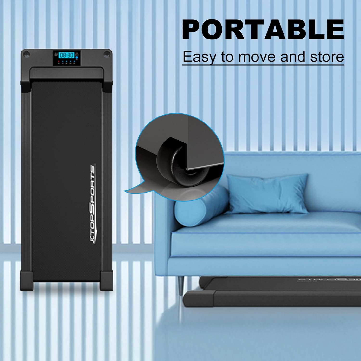2 in 1 Portable Home Walking Pad, 2.5HP Office Under Desk Treadmill, Remote Control Walking Pad Treadmill Max Speed 3.8 MPH, Max Weight 300 lbs, Compact Treadmill with LED Display