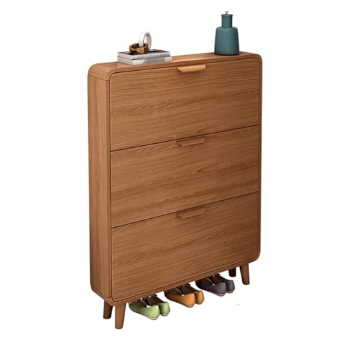 Shoe Racks/Shoe Shelf Organizer Shoe Cabinet, Wood Shoe Storage Cabinet with 3 Flip Drawers, Modern Slim Wooden Shoe Organizer Rack for Entryway Living Room Bedroom Shoe Rack for Entryway(50x18x120CM)