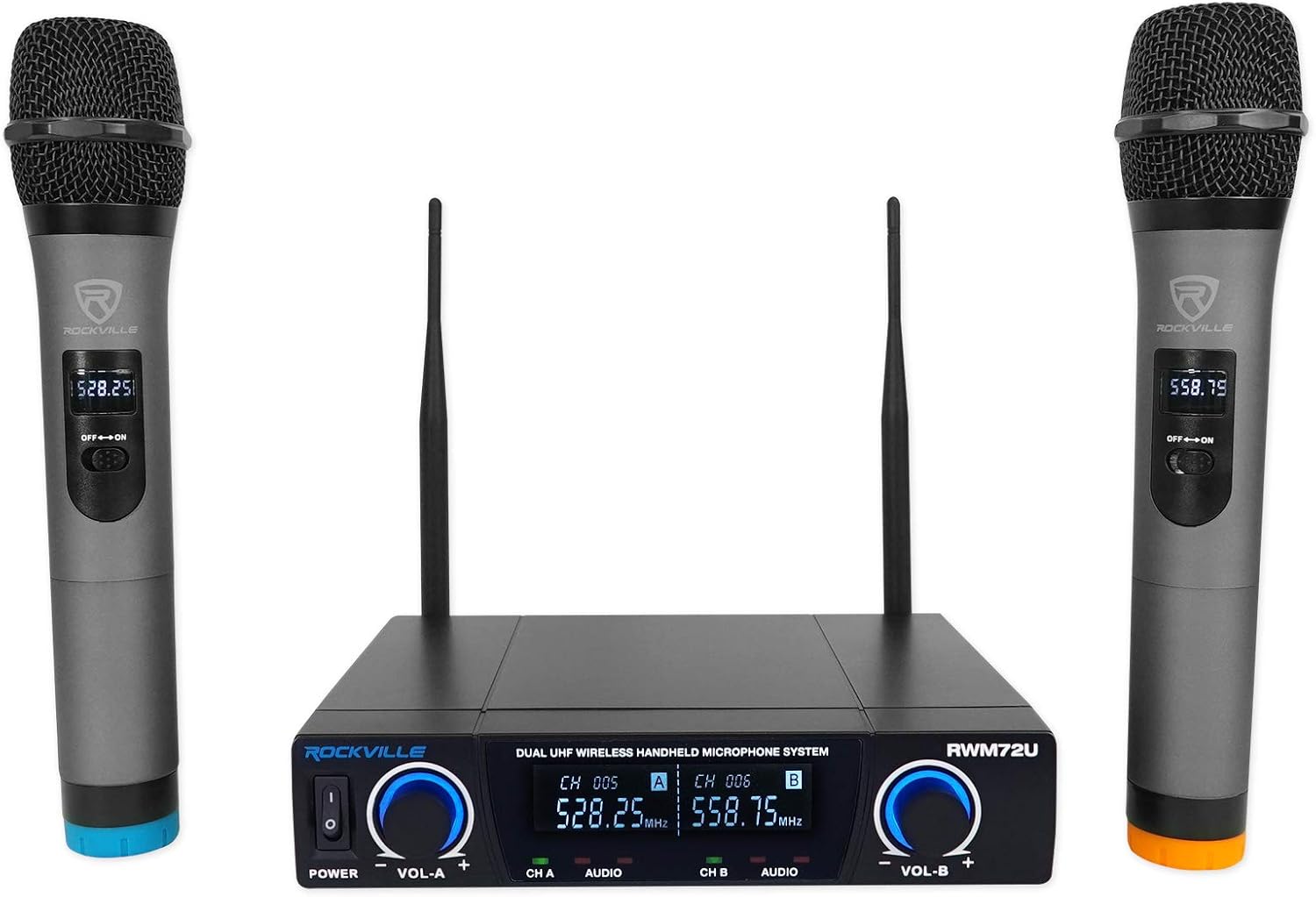 Rockville RWM-4Z Quad Wireless UHF Handheld/Headset Microphone System 20 Channel