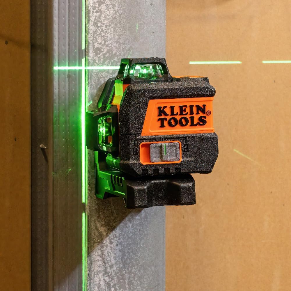 Klein Tools 93CPLG Compact Self-Leveling Laser Level, Bright Green 360-Degree Laser Planes, Rechargeable, Magnetic Mount