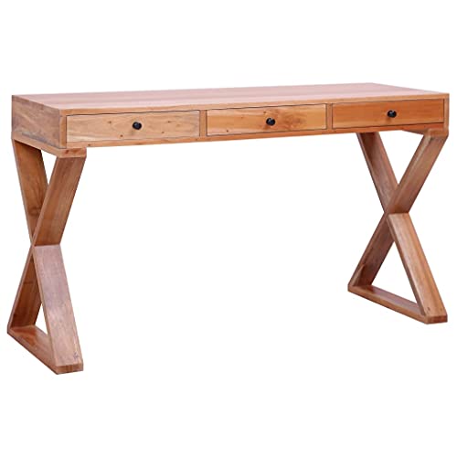 Office Desks Computer Desk Natural 52"x18.5"x30.3" Solid Mahogany Wood,Versatile and Durable Wooden Computer Desk with Ample Storage