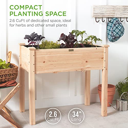 Best Choice Products 72x23x30in Raised Garden Bed, Elevated Wood Planter Box Stand for Backyard, Patio, Balcony w/Divider Panel, 6 Legs, 300lb Capacity - Natural