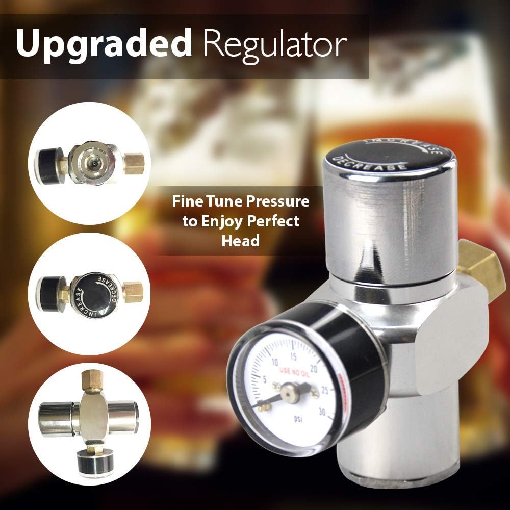 NutriChef Pressurized Growler Tap System, 64oz Stainless Steel Mini Keg Dispenser Portable Kegerator Kit, Co2 Pressure Regulator Keeps Carbonation for Craft Beer, Draft and Homebrew