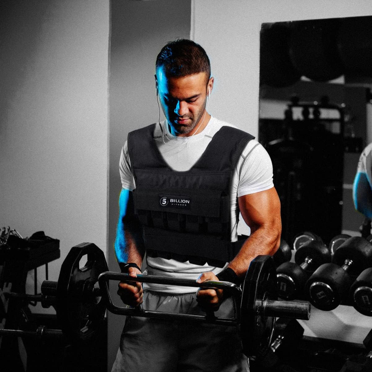 Adjustable Weighted Vest 0-44lbs,5BILLION Weight Vest with Solid Bar Weights,Body Weight Vest for Men Women,Strength Training Workout Vest for Running Pushups Squats,Pockets On the Back and Front