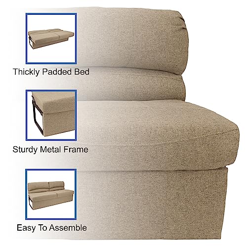 RecPro Charles RV 62" Jackknife Sofa | Love Seat | Sleeper Sofa | RV Furniture | RV Couches | Cloth (Oatmeal)