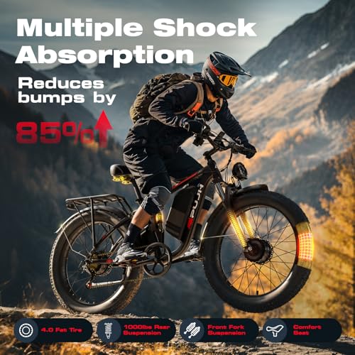 3000W Dual Motors Electric Bike for Adults, 52V 25Ah 26" Fat Tire Fast 36 mph up to 100 Miles Full Suspension Hydraulic Brake Class 3 AWD Off Road Mountain Hunting Ebike