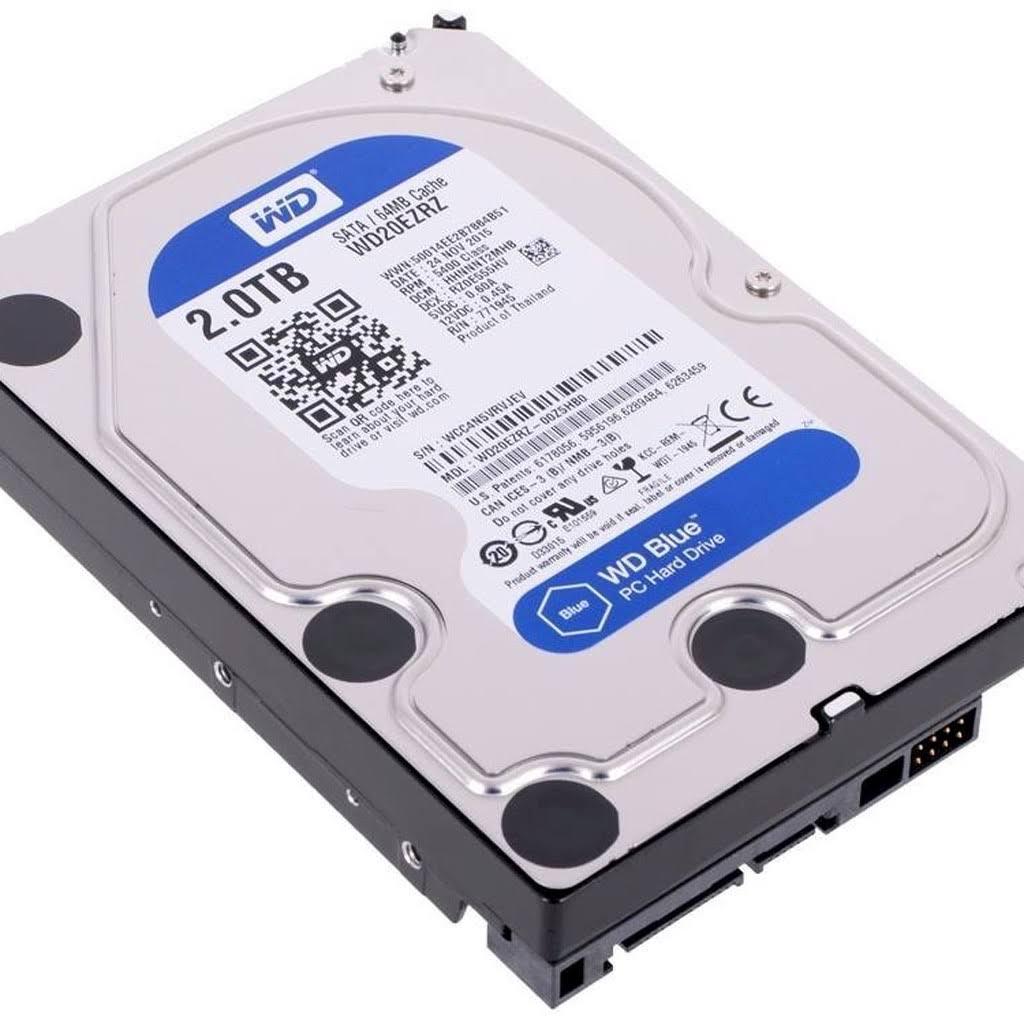 WD Blue 2TB Desktop Hard Disk Drive - 5400 RPM SATA 6 Gb/s 64MB Cache 3.5 inch - WD20EZRZ
