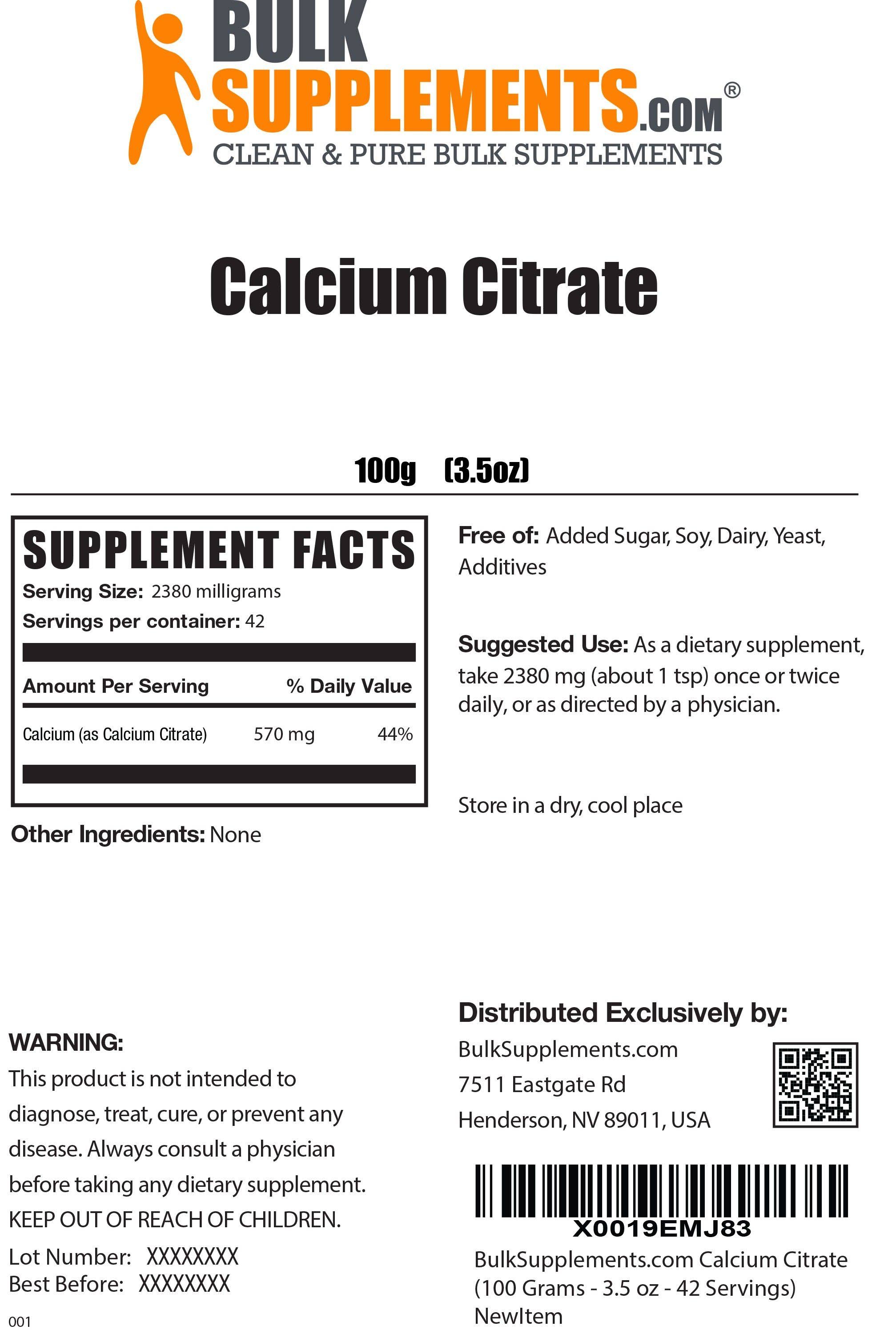 Bulksupplements Pure Calcium Citrate Powder (5 Kilograms)