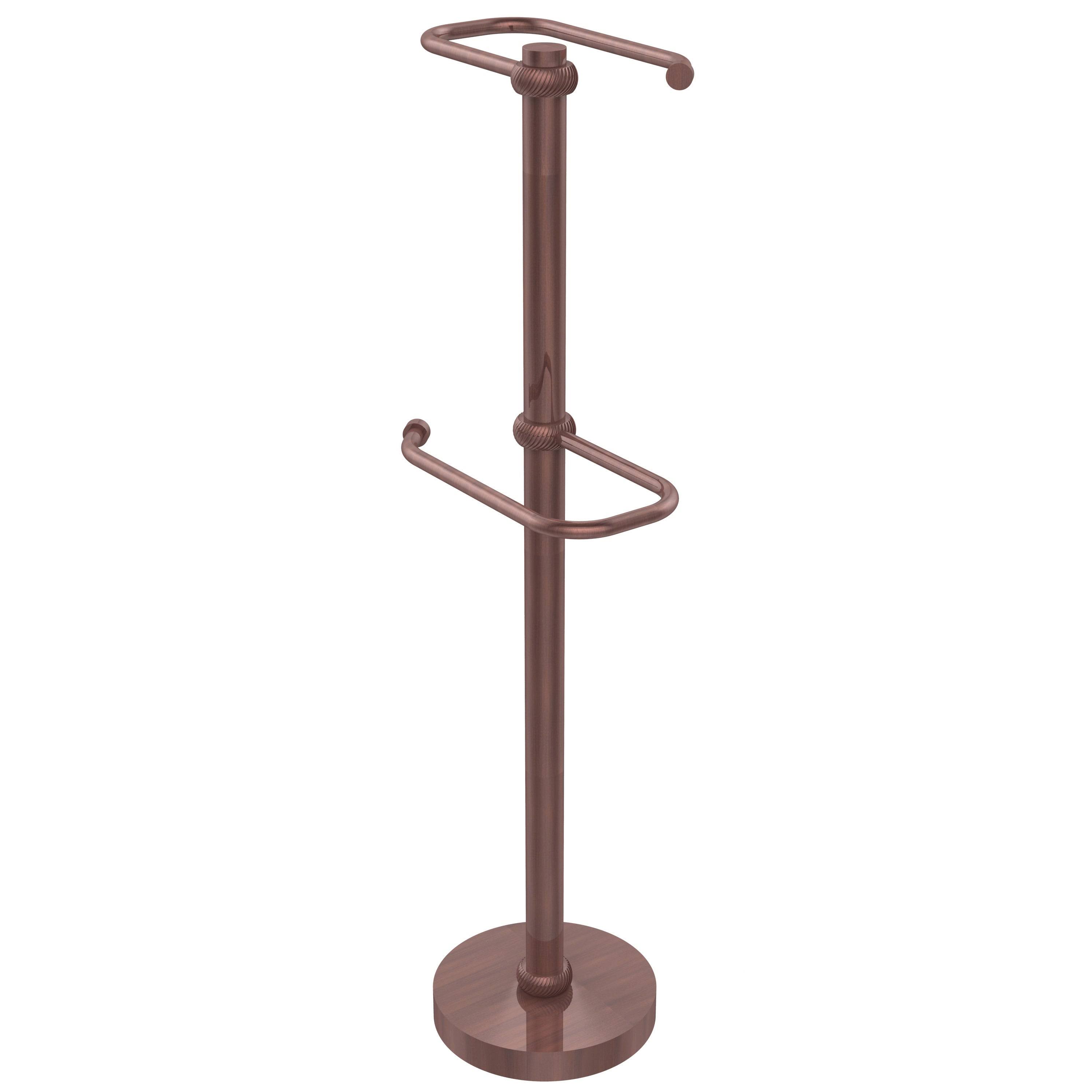 Allied Brass Free Standing Two Roll Toilet Tissue Stand - Satin Brass