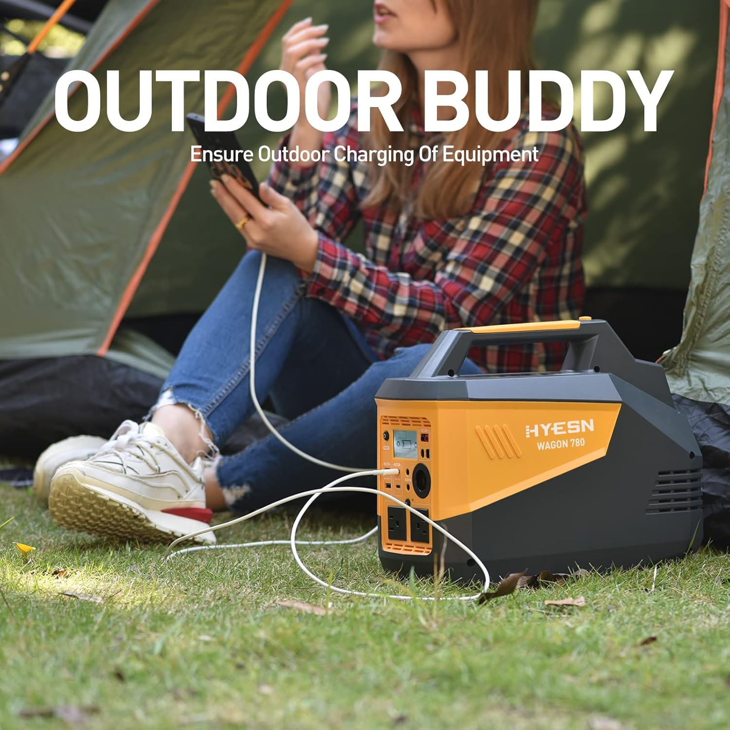 HYESN Portable Power Station 500W Outdoor Solar Generators 618Wh Backup Lithium Battery Power Multiple Devices, Peak 2500W Pure Sine Wave 110V AC Outlet for CPAP Camping Adventure Emergency