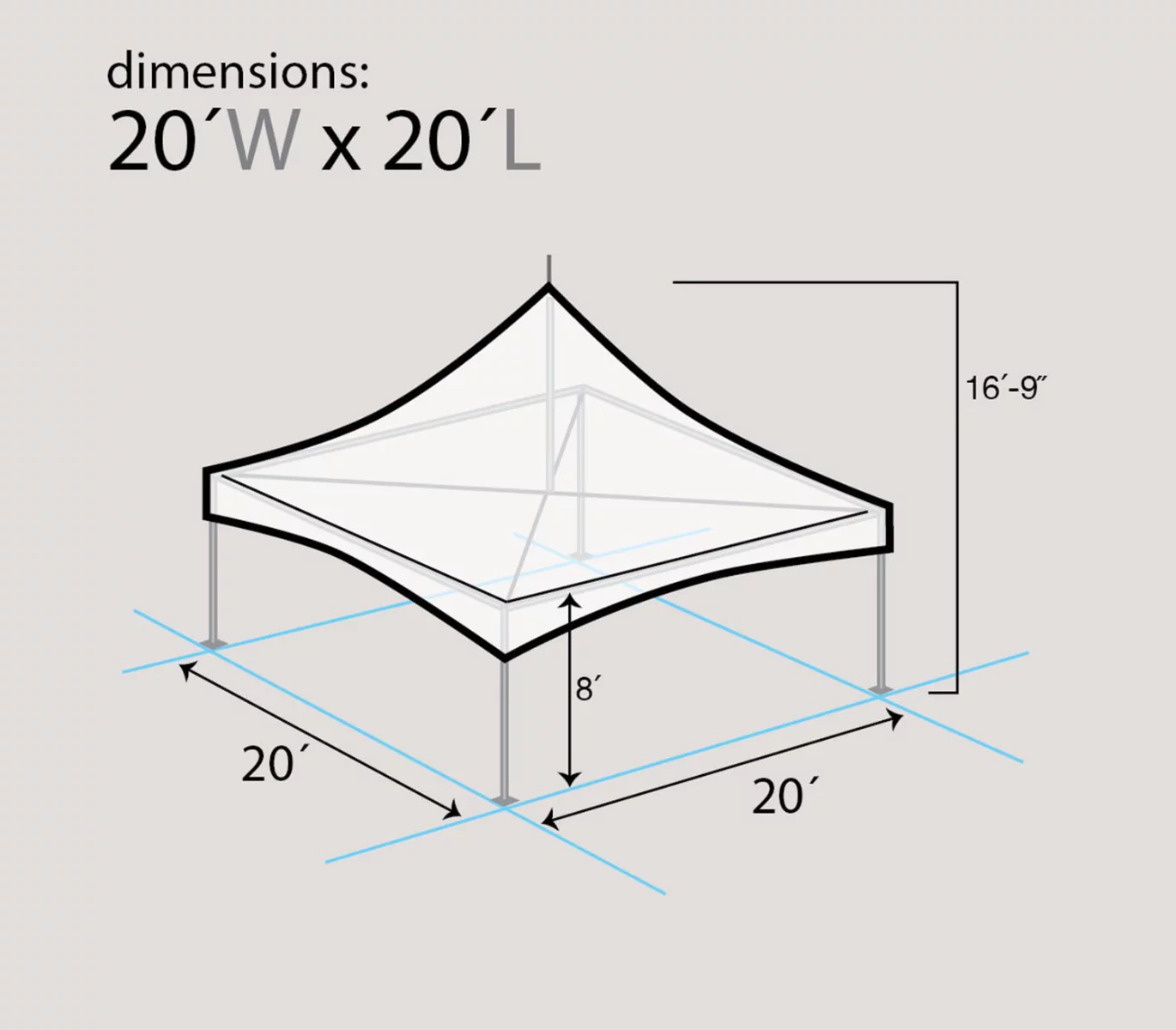 TentandTable High Peak Frame Outdoor Canopy Tent, White, 20 ft x 20 ft