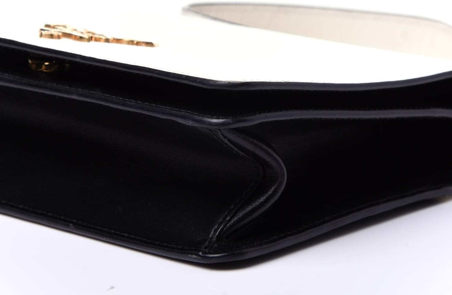 Prada Bianco White Black Saffiano Leather Chain Crossbody Bag 1BD133