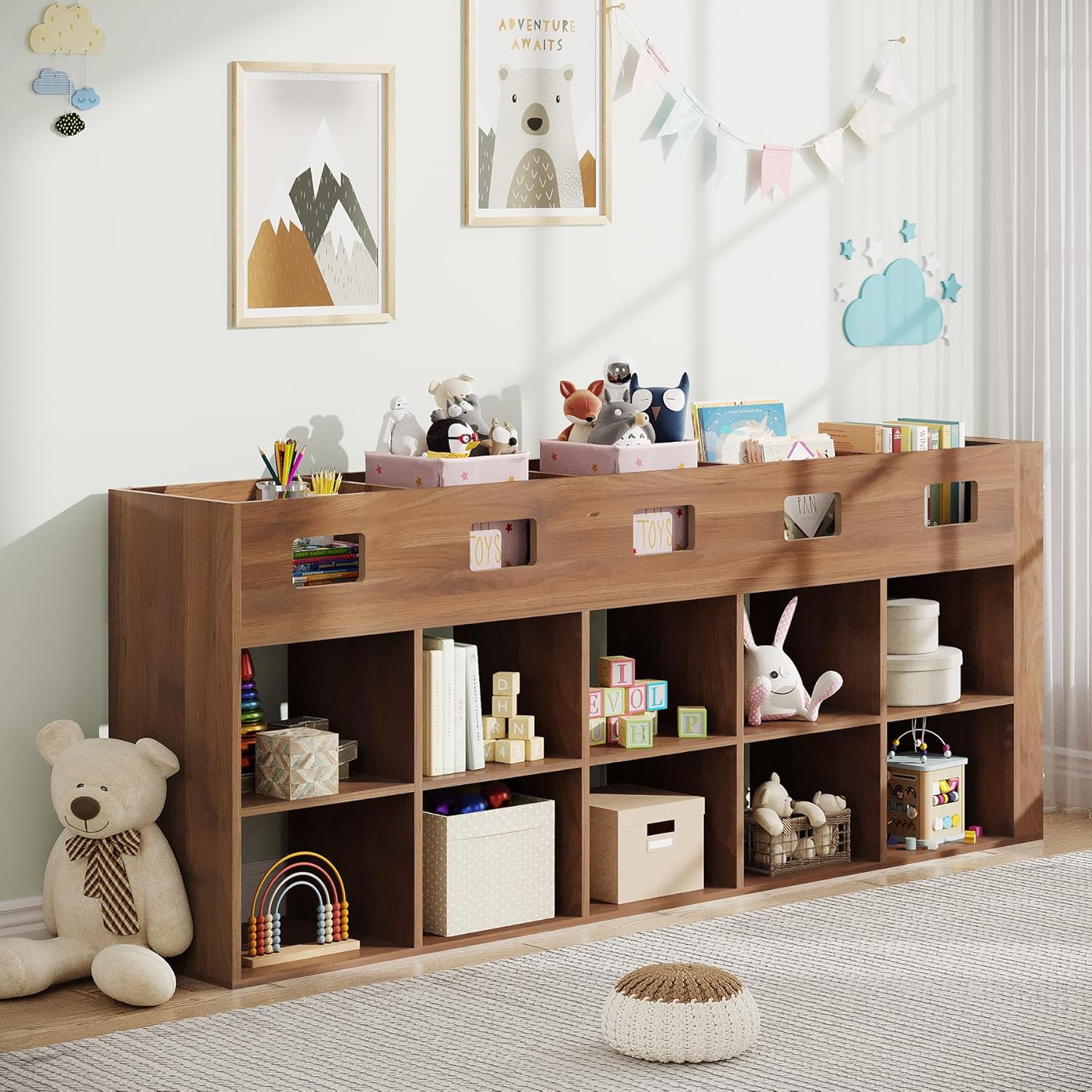 Tribesigns 15 Cube Bookcase, 5 Tier Wooden Storage Open Bookshelf, Freestanding Cube Storage Organizer Display Shelf for Living Room, Home Office, Bedroom (Brown)
