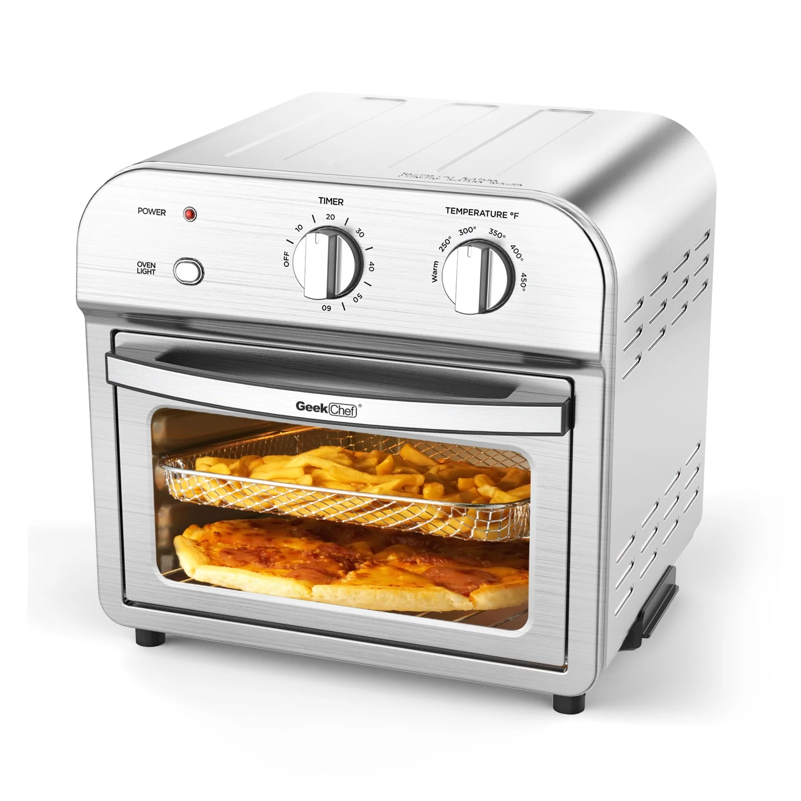 11Qt/1500W Air Fryer Oven, 10 Liter Air Fryer Toaster Oven Combo with Roast, Bake, Broil, Reheat, Fry Oil-Free, Accessories Included, Easy Clean, Stainless Steel