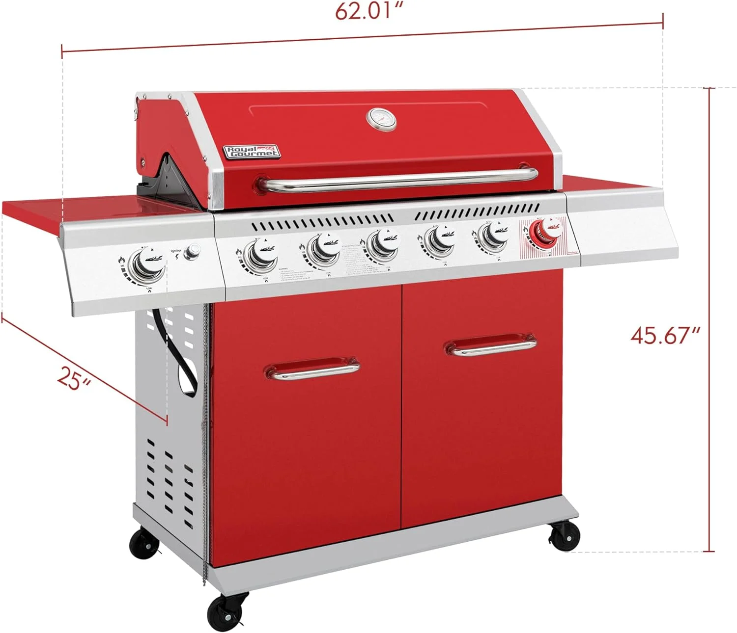 Royal Gourmet GA6402R 6-Burner BBQ Gas Grill with Sear Burner and Side Burner