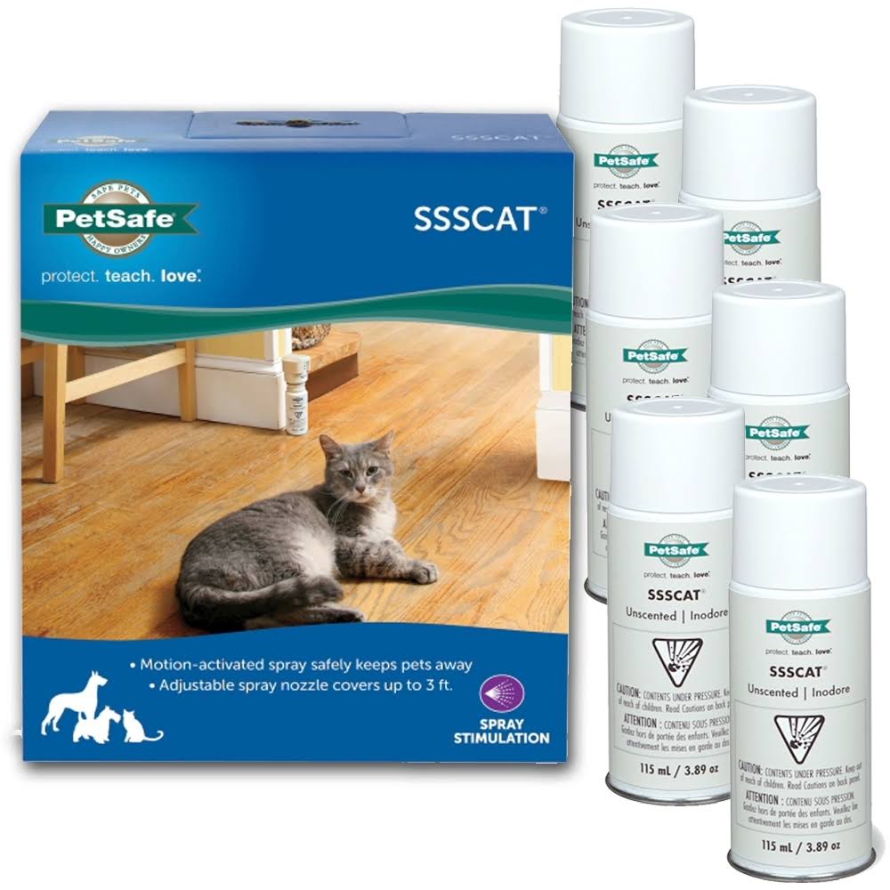 PetSafe Ssscat Spray Deterrent System 1 Pack Bundle w/6 Ssscat Replacement Cans