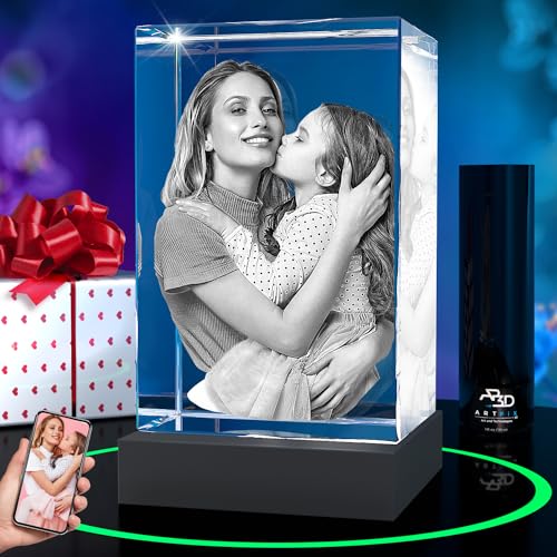 ArtPix 3D Premium Crystal Photo, Personalized Gifts for Mom, Women, Wife, Men, Her, Husband,Grandma, Great Customized Gift With Your Own Photo, Custom Birthday 3D Picture Rectangle, Couples Gifts