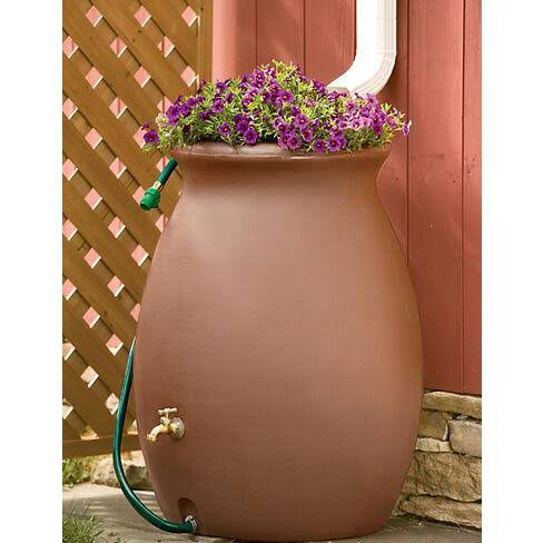 Algreen ALG81113 50 Gal Castilla Rain Barrel with Spigot - Dark Brown