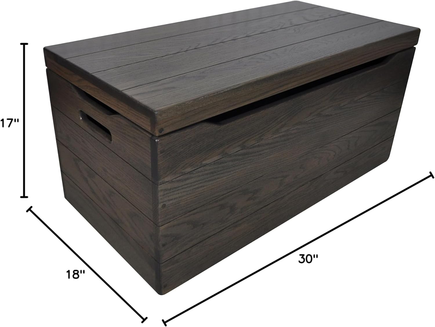30” Wooden Storage Chest – Handmade Amish Hope Chest – Storage Trunk w/Anti-Slam Hinges – Solid Wooden Chest w/Handles – Clothing, Keepsake & Blanket Chest (Oak Wood, Antique Slate Stain, 30”)
