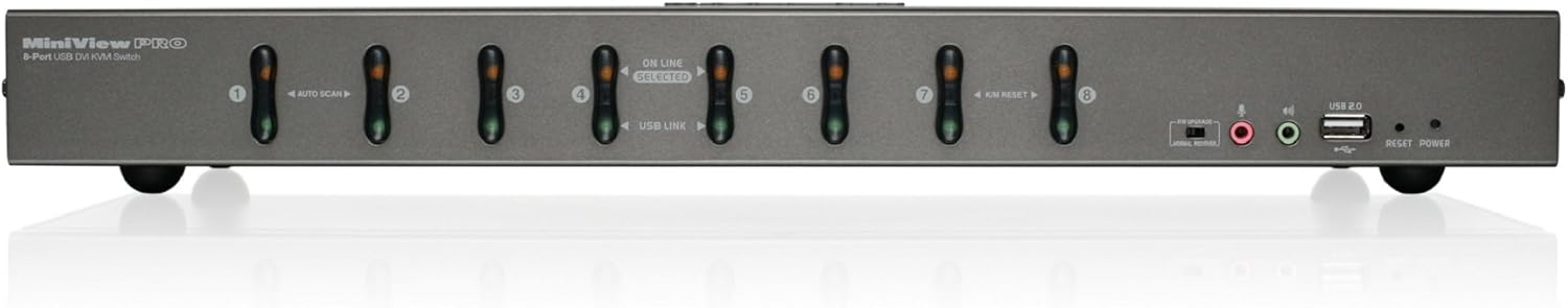 IOGEAR 8-Port Rackmount DVI and VGA KVMP Switch with 2-DVI-D USB KVM Cables, TAA Compliant, GCS1108