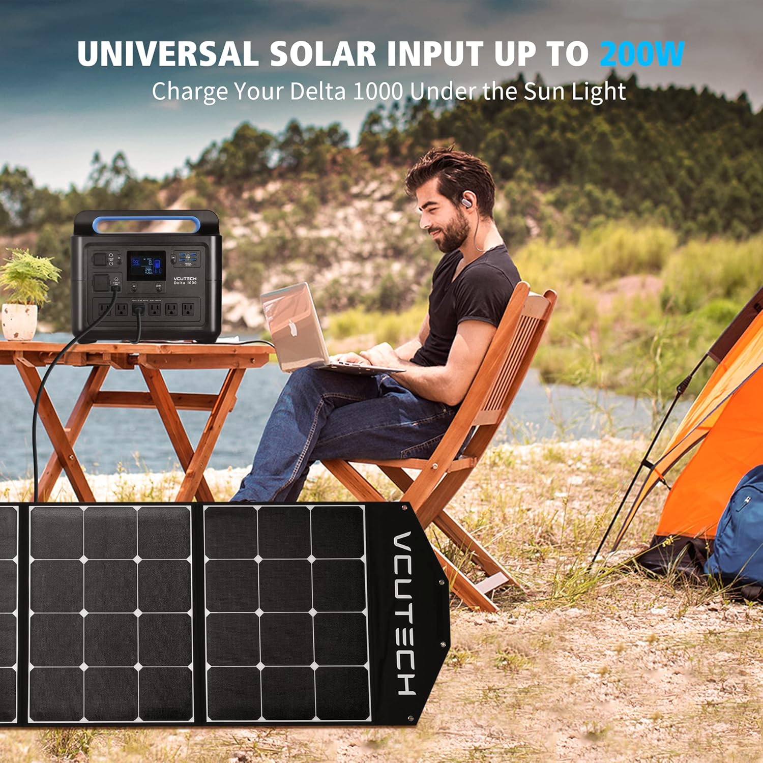 Portable Power Station 1000W, 1228WH Capacity LiFePO4 Battery, Support Up to 15 Device, Power Equipment, Solar Generator Charge 0-90% In 2 Hours, Backup Battery Power Supply Kit for Outdoors, Camping, Travel, Off-Grid, Emergency by VCUTECH