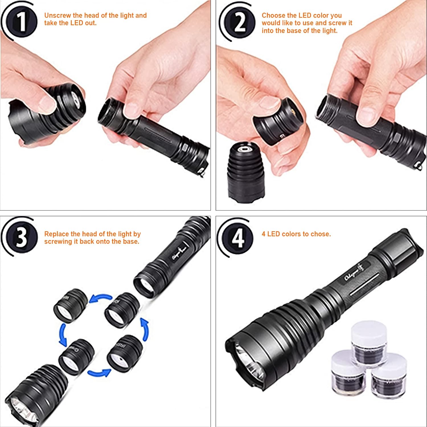 Odepro KL41Plus Hunting Flashlight Kit with Red Green IR850 White Interchangeable LED Modules, Long Range Scope Mount Predator Light with Remote Pressure Switch for Coyote Hog Varmint Night Hunt