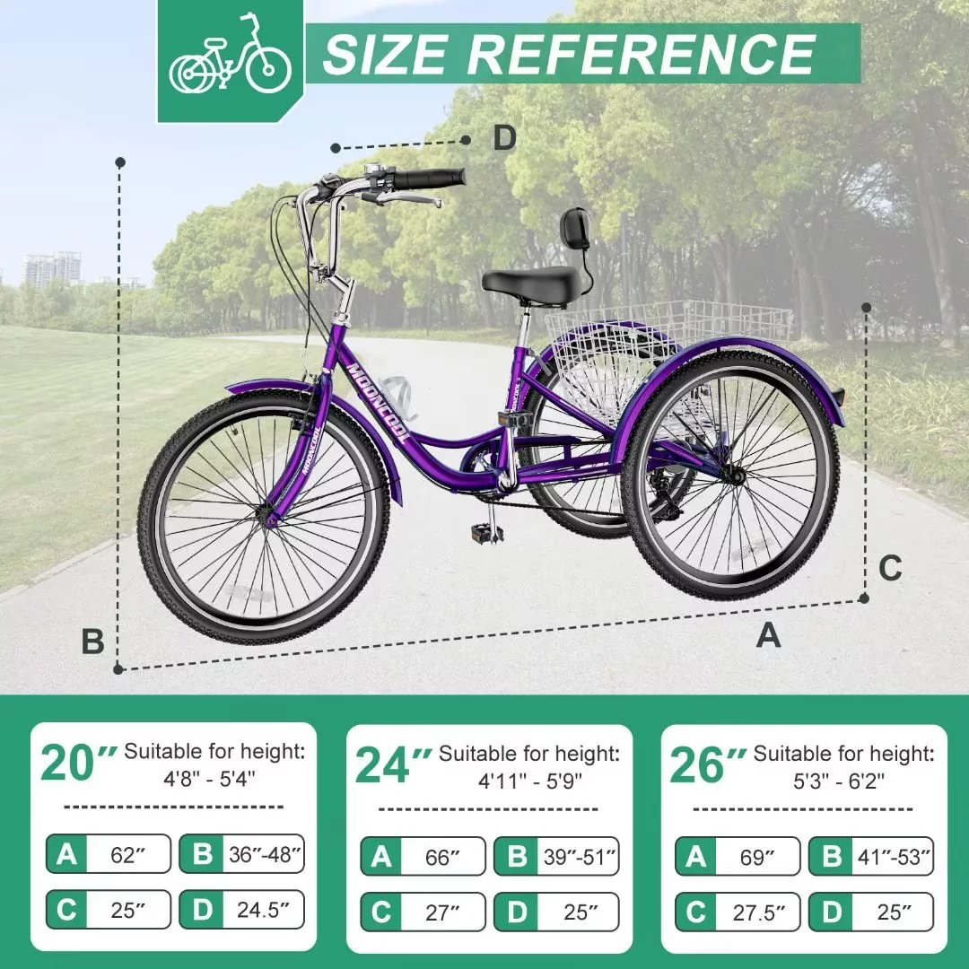 24Inch Adult Electric Tricycles 3 Wheel Electric Bike for Adult, 15.5 mph 500W Electric Trikes for Seniors，7-Speed & 4 Adjustable Riding Modes Electric Tricycle with 36V Removable Lithium Battery