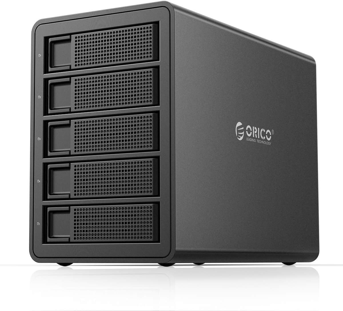 ORICO 4 Bay USB 3.0 to SATA External Hard Drive RAID Enclosure Support 64TB, 2.5/3.5 inch HDD SSD Enclosure Built-in 150W Power/Dual Chip for Enterprise Data Storage Backup (Support RAID)-3549RU3