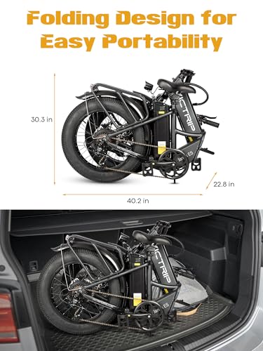 Electric Bike for Adults, 20.8Ah Removable Battery, Folding E-Bike with 750W Motor, 75+Miles Long Range, 4-6Hours Fast Charging, 7 Speed 20 x 4.0 Fat Tire Electric Horn, Class 2 Ebike
