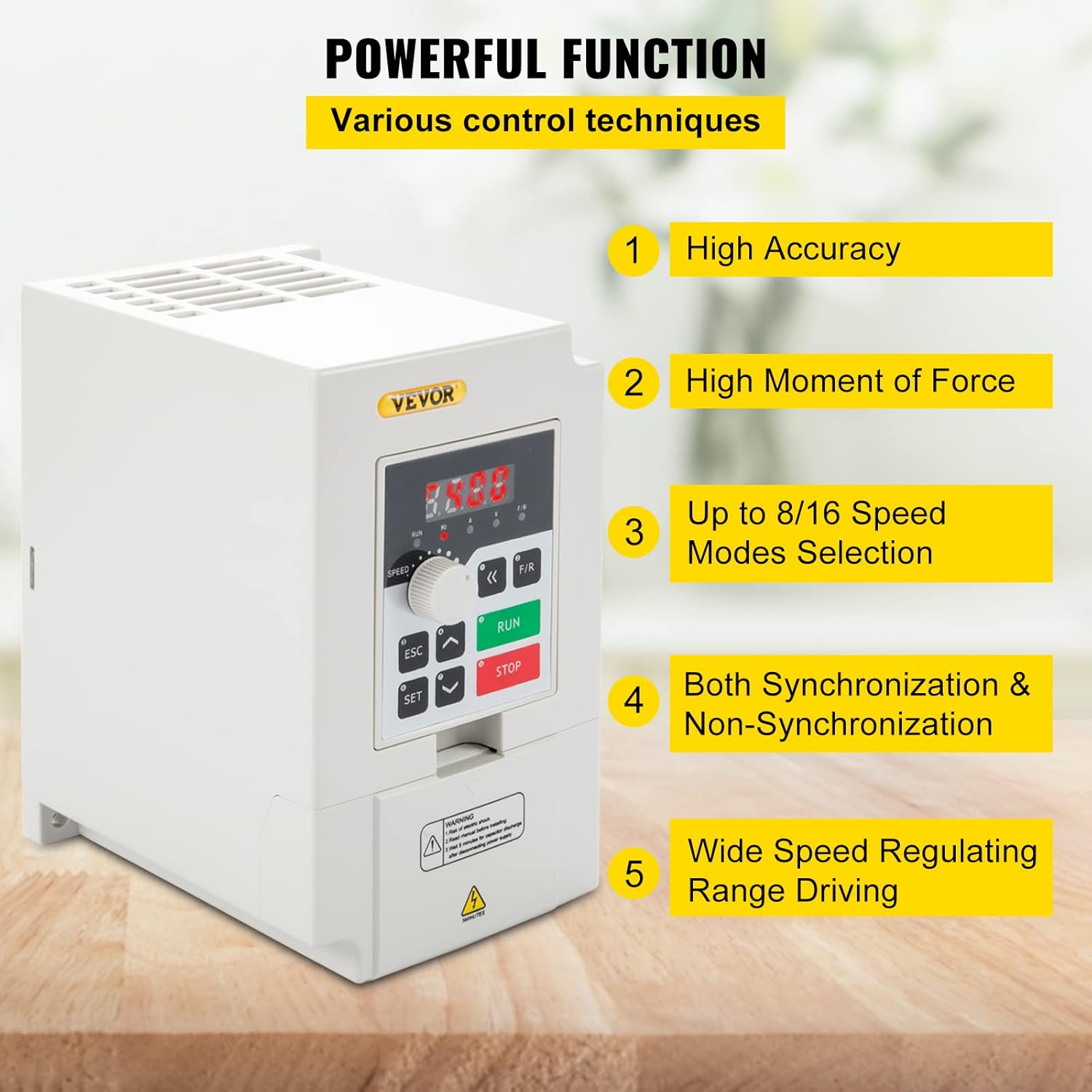 VEVOR VFD 4KW 220V 5.5HP, 1 or 3 Phase Input, 3 Phase Output Variable Frequency Drive, AC 17A 0~1000HZ CNC Motor Inverter Converter for Motor Speed (RS485)